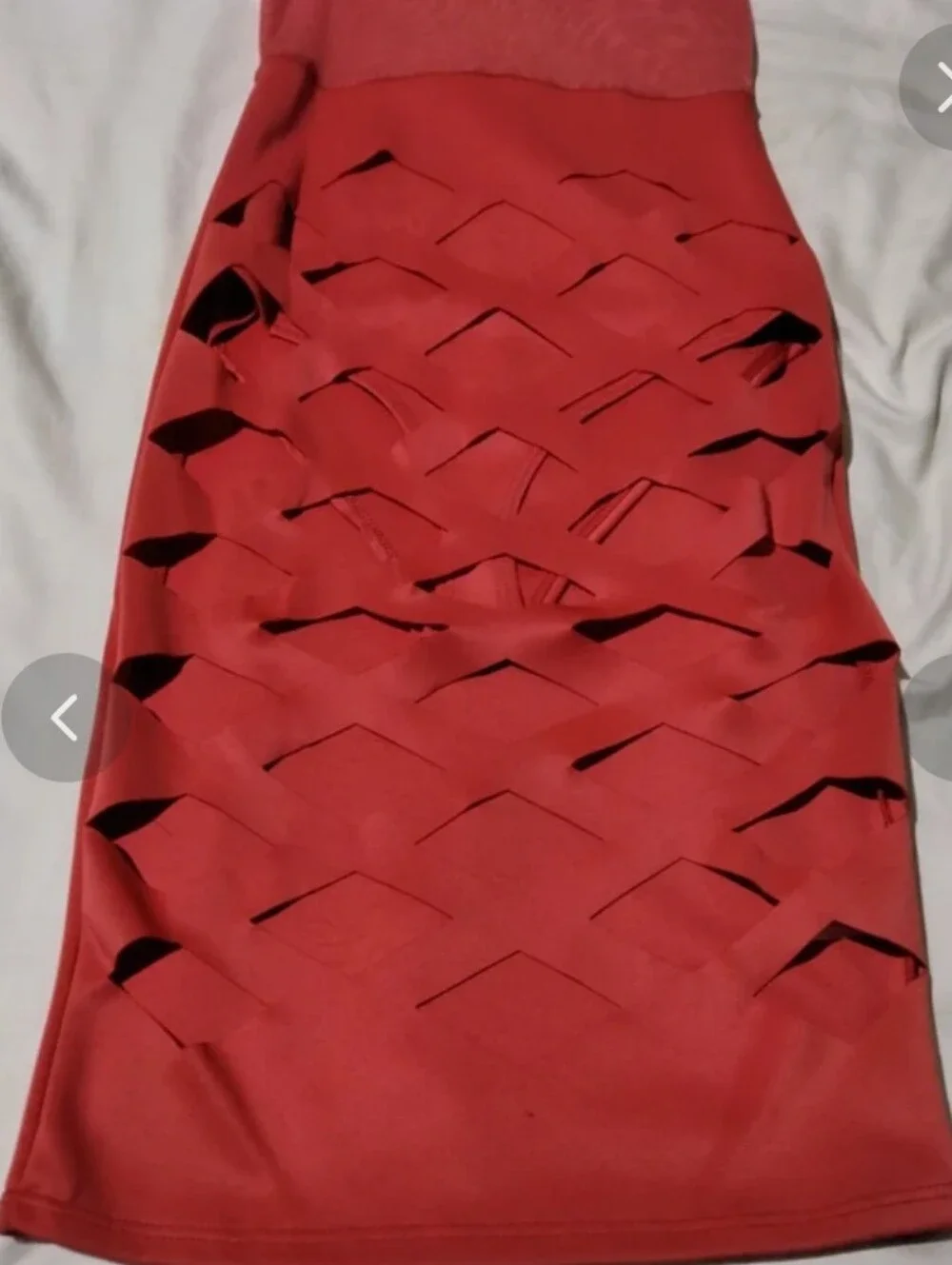 Source Unknown Red High-Low Cutout Midi Skirt